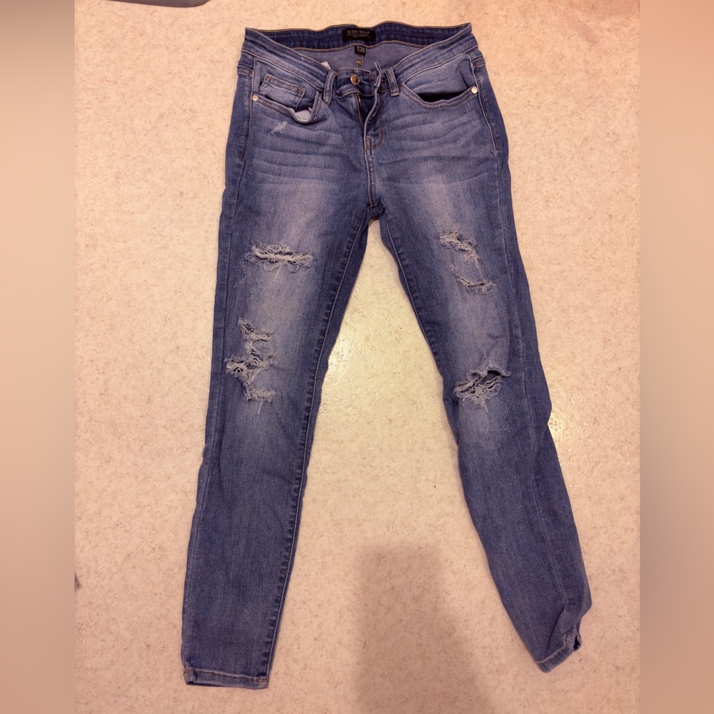 Judy Blue Skinny Jeans Blue Distressed